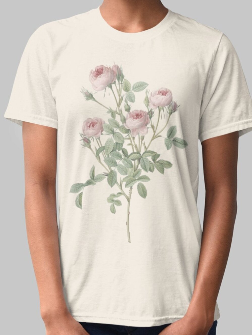 Rose Vintage Floral Print Short Sleeve Graphic Tee T-shirt S-XXL